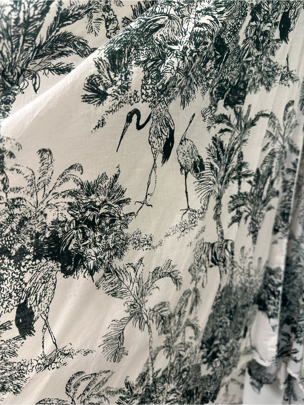 Guadalupe organic cotton Wrap Maxi Dress in White with Green Toile Print - Picture 3 of 3